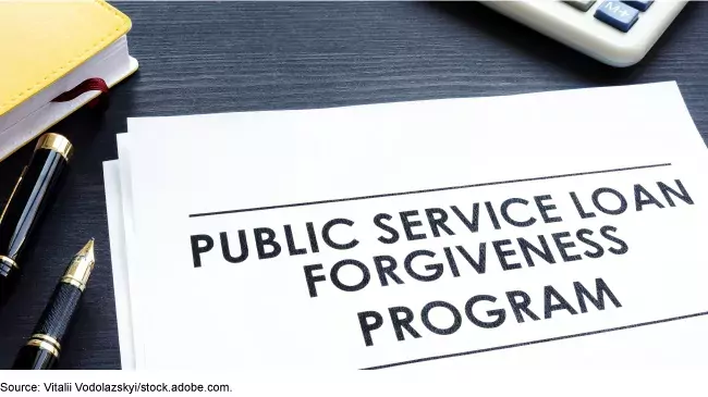 Illustration of documents about the Public Service Loan Forgiveness Program