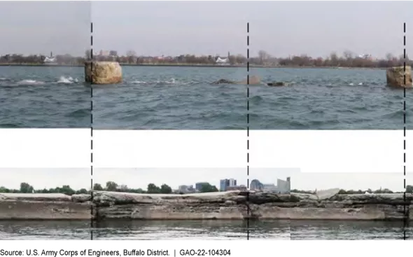 Collapsed breakwater comparison