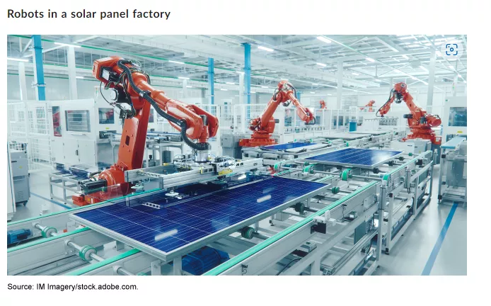 robots in a solar panel factory