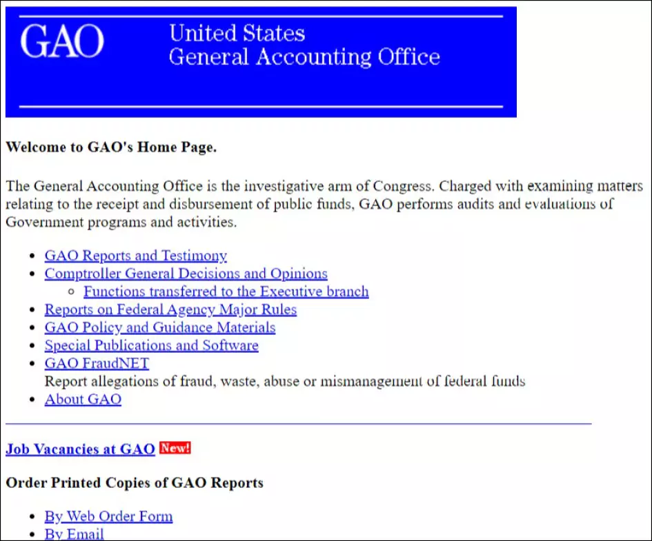 Screenshot of our first website 1996