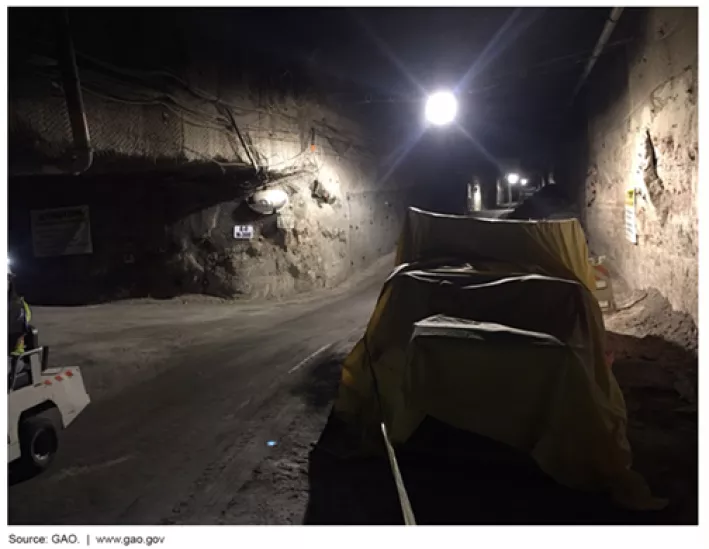 Underground tunnel at the geologic repository for defense waste in New Mexico