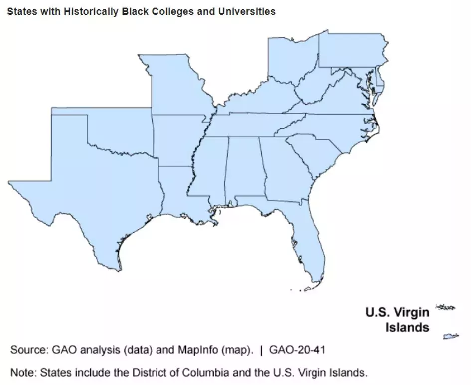 map of states where HBCUs are located