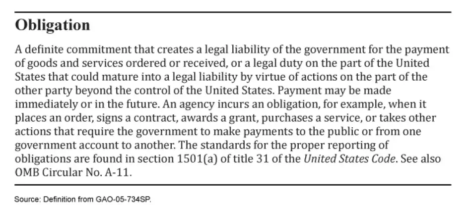 Excerpt from budget glossary