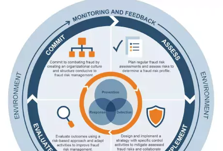 Graphic showing the elements of fraud risk management framework