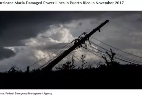 Photo of a powerline down after a hurricane in Puerto Rico 