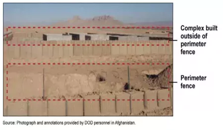 Photo of compound in Afghanistan that is outside of the perimeter security fence. 