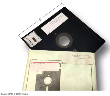 photo of a floppy disc halfway out of its protective sleeve