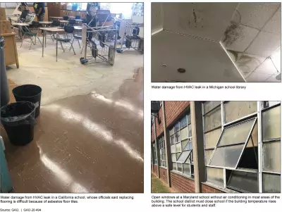 Photos showing dilapidation in school buildings. 