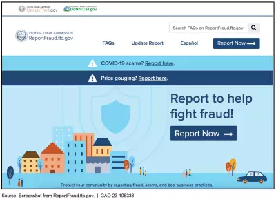 Screenshot of the Federal Trade Commission's website where franchise owners can report fraud.