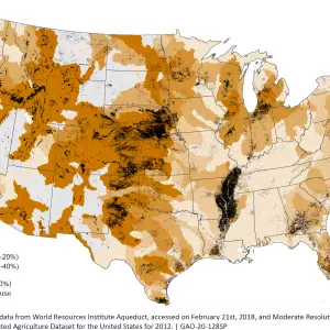Water stress map of the United States