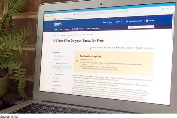 Image showing IRS's Free File program on Macbook pro